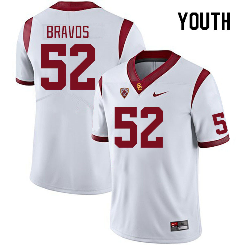 Youth #52 Theo Bravos USC Trojans College Football Jerseys Stitched Sale-White